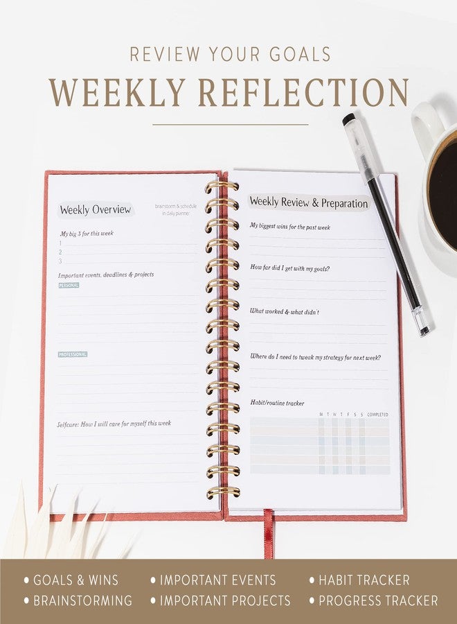 epic self The ADHD Planner - Undated Daily Weekly Schedule Organizer Journal for Disorganized People - Habit Tracker Record Emotions & Mood - Academic Goals - Structure & Focus for Adults Brains (Spiral) (Red) - Image 3