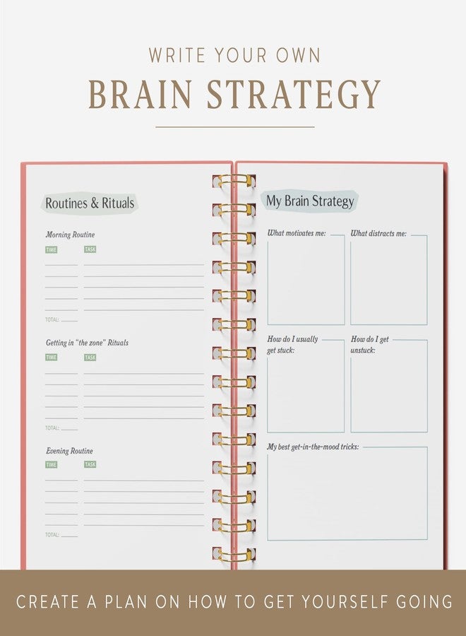 epic self The ADHD Planner - Undated Daily Weekly Schedule Organizer Journal for Disorganized People - Habit Tracker Record Emotions & Mood - Academic Goals - Structure & Focus for Adults Brains (Spiral) (Red) - Image 4