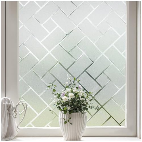 Coavas Frosted Window Privacy Film Static Cling Non-Adhesive for Glass Windows, Heat Control UV Blocking Sun Blocking Anti Glare, Day and Night Bathroom Home Office Cover, 17.5"x78.7" - Image 1