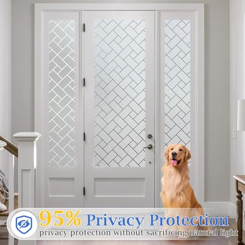 Coavas Frosted Window Privacy Film Static Cling Non-Adhesive for Glass Windows, Heat Control UV Blocking Sun Blocking Anti Glare, Day and Night Bathroom Home Office Cover, 17.5"x78.7" - Image 2