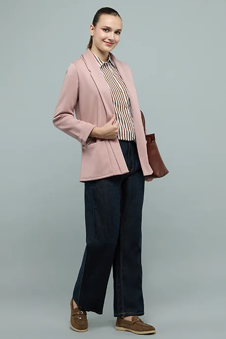 أر أند بي Solid Jacket with Shawl Collar and Long Sleeves