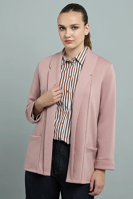 أر أند بي Solid Jacket with Shawl Collar and Long Sleeves