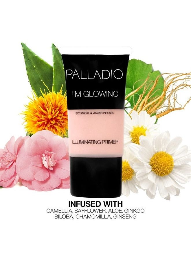 I'm Glowing Illuminating Primer, Pearly Pink Makeup Primer for Face, Contains Aloe Vera, Grape Seed Oil, Green Tea, Brightens Complexion, Combats Wrinkles, Fine Lines & Pores