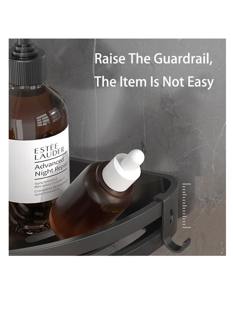 ECVV رف حمام من الألومنيوم من ECVV Space، رفوف دش، رف تخزين مثبت على الحائط بدون حفر، رف زاوية، إكسسوارات حمام (مثلث-أسود 01) - Image 3