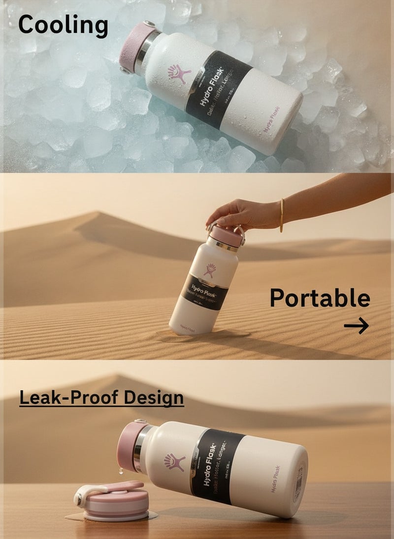 Hydro Flask Wide Mouth Vacuum Insulated Water Bottle 1200ml Double Wall 18/8 Stainless Steel Thermos Flex Cap with Rubber Carry Handle Keeps Cold 24H Hot 12H Leakproof Large Capacity Flask for Hiking Camping Road Trip Gym Yoga Outdoor Travel Matte Multi Pastel Colors - Image 5