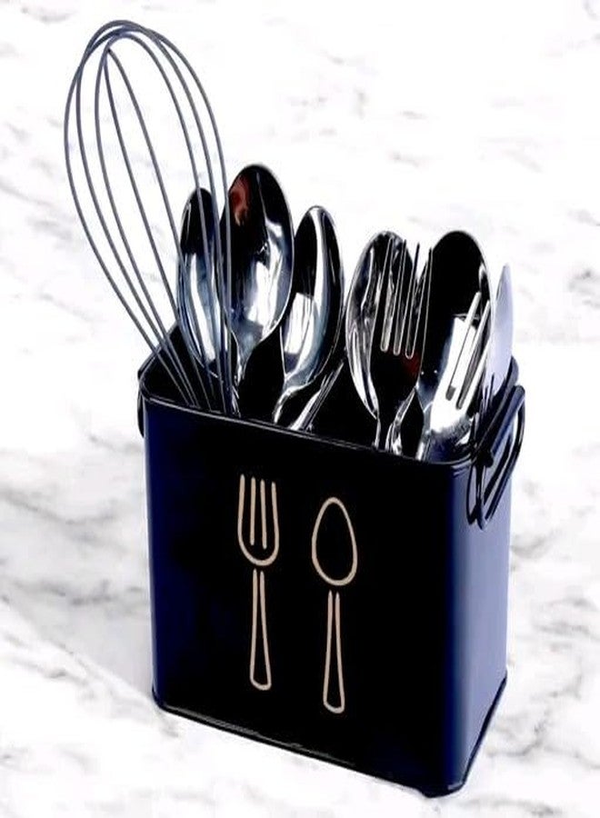 EvoFlex Modular Kitchen Utensil Holder Caddy with Double Compartment, Metal Kitchen Organiser with Handle, 16x9x11.5 cm, Combo (Pack of 2) in Black and White - Image 4