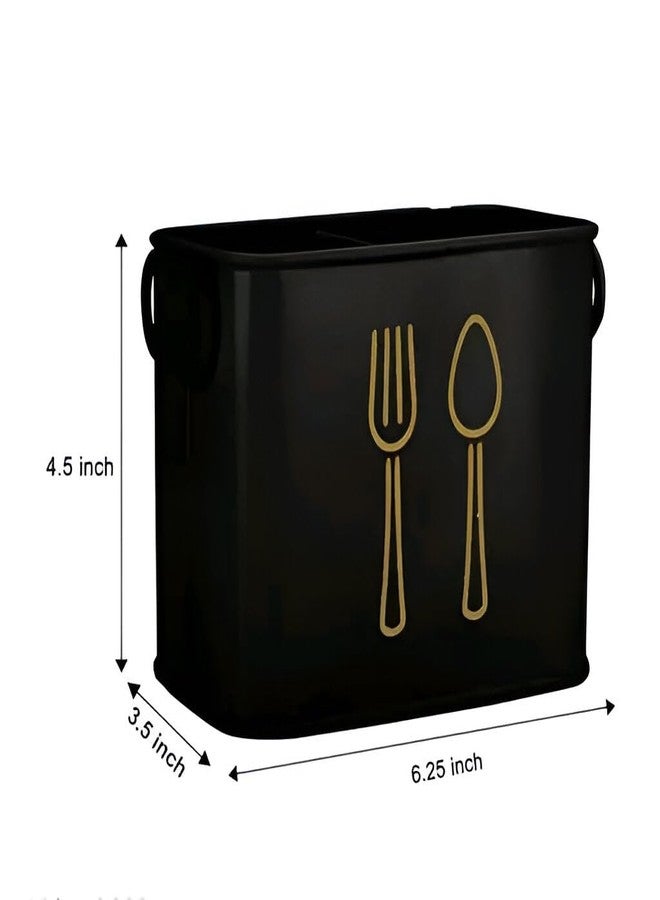 EvoFlex Modular Kitchen Utensil Holder Caddy with Double Compartment, Metal Kitchen Organiser with Handle, 16x9x11.5 cm, Combo (Pack of 2) in Black and White - Image 2