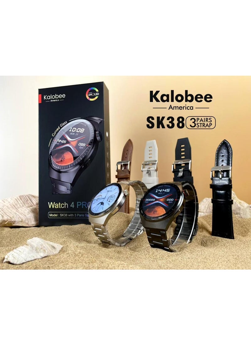 Kalobee - Kalobee SK39 Curved AMOLED Screen 46mm 3 Strap Watch 4 Pro Titanium Space Edition - Image 1