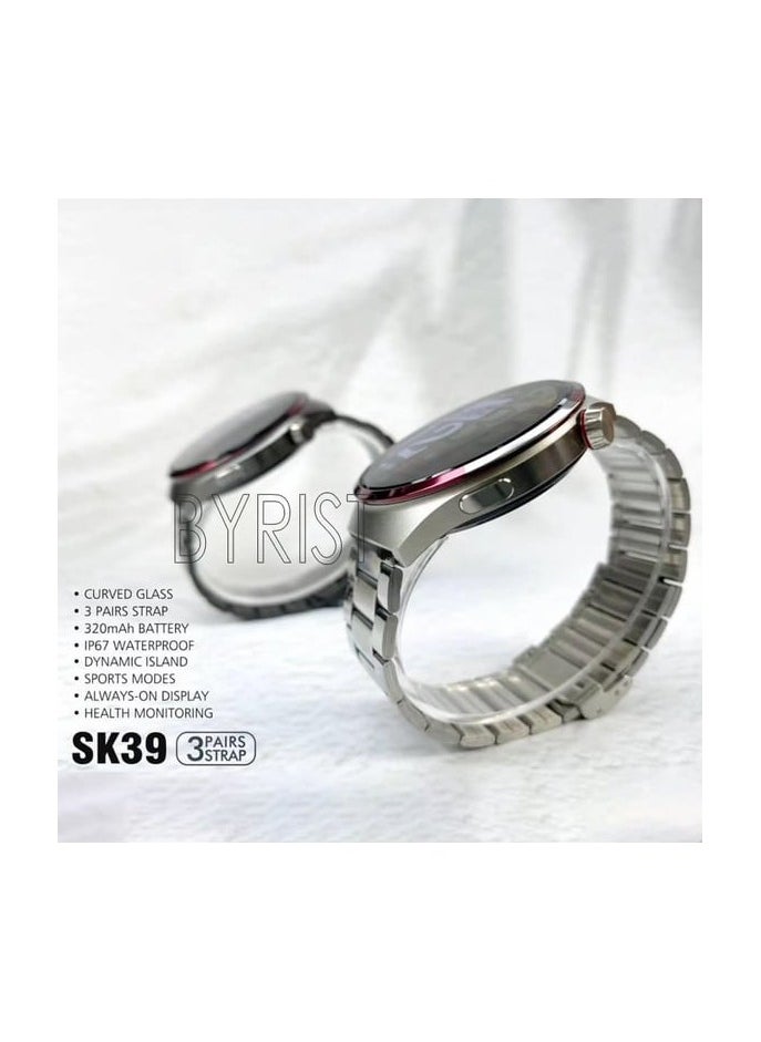 Kalobee - Kalobee SK39 Curved AMOLED Screen 46mm 3 Strap Watch 4 Pro Titanium Space Edition - Image 1