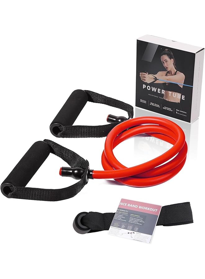 Resistance Bands with Handles for Working Out Women and Men, Exercise Bands with Door Anchor,for Home Workouts, Simple Guide Included (Red)