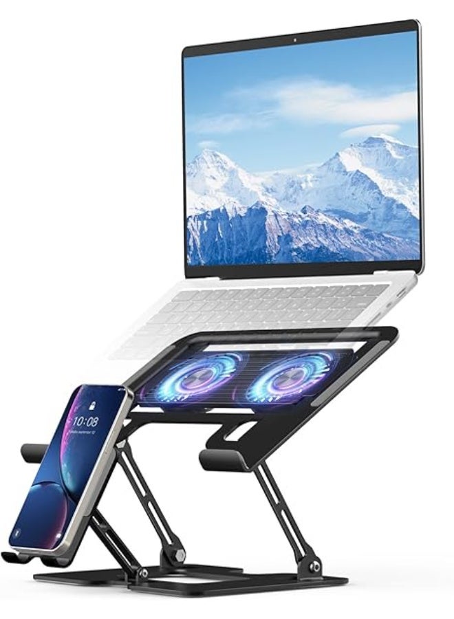 Laptop Cooling Stand – Adjustable Holder with 2 Silent Removable Fans & Phone Slot, Height and Angle Adjustable for 10–18 Inch Devices - Image 1