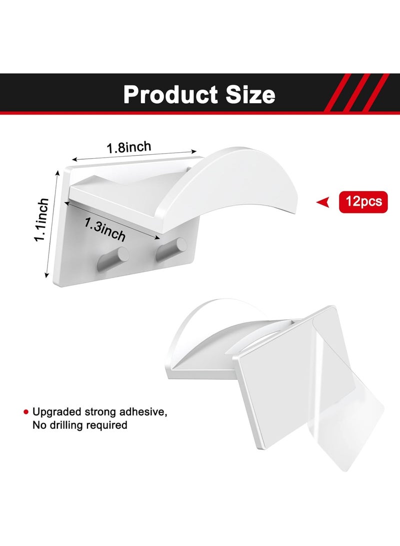 Meetion 12 PCS Adhesive Hat Hooks for Wall，Upgraded Hat Holder Hat Hangers，Hat Hook for Baseball Caps，No Drilling，Strong Hat Hooks for Ear Headbands（White) - Image 2