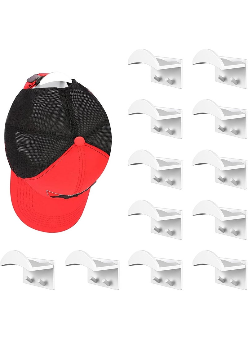 Meetion 12 PCS Adhesive Hat Hooks for Wall，Upgraded Hat Holder Hat Hangers，Hat Hook for Baseball Caps，No Drilling，Strong Hat Hooks for Ear Headbands（White) - Image 1