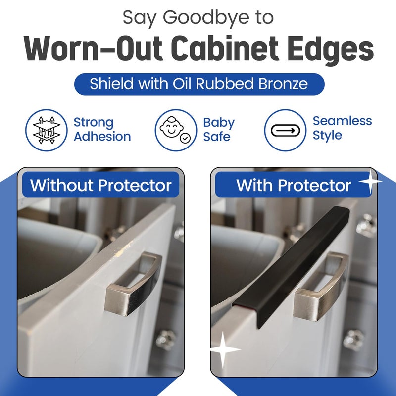 SEAR'D Stainless Steel Drawer Cap Protects Cabinet Edges from Damage. Slip-on Design with 3M Adhesive for a Secure fit. Fits 3/4" Thick or Less Doors and Drawers (Oil Rubbed Bronze, 11 Inch) - Image 5