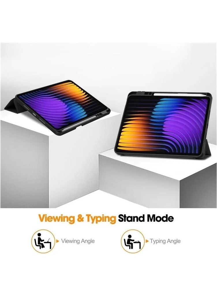 Case for Xiaomi Pad 7 Pro/ Pad 7 Cover with Tempered Glass Screen Protector Tri-Fold Smart Tablet Slim Case Multi- Viewing Angles Stand Folio Cover with Auto Wake for Mi pad 7 / Pad 7 Pro