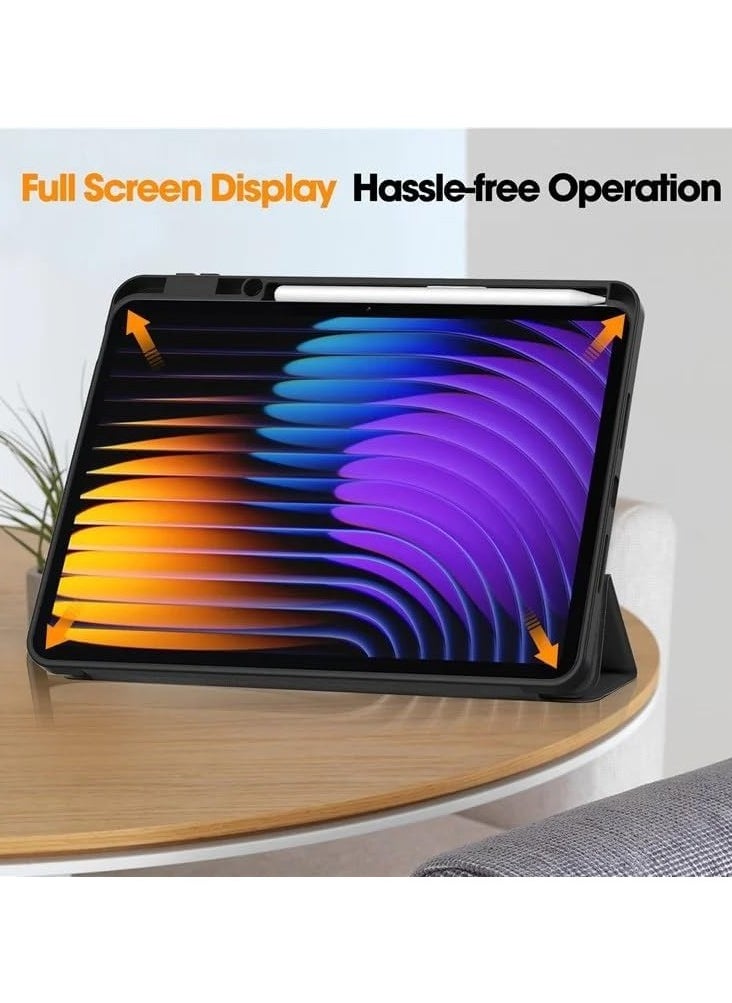 Case for Xiaomi Pad 7 Pro/ Pad 7 Cover with Tempered Glass Screen Protector Tri-Fold Smart Tablet Slim Case Multi- Viewing Angles Stand Folio Cover with Auto Wake for Mi pad 7 / Pad 7 Pro