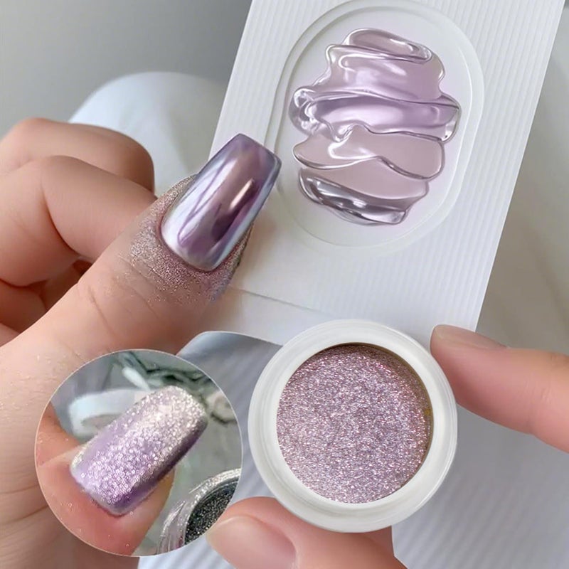 Born Pretty Purple Chrome Nail Powder Super Glossy Mirror Effect Metallic Nail Powder Cat Magnetic Eye Nail Powder Nail Glitter Manicure Pigments for Nail Art Design - Image 4