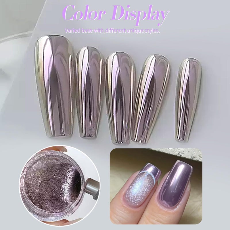 Born Pretty Purple Chrome Nail Powder Super Glossy Mirror Effect Metallic Nail Powder Cat Magnetic Eye Nail Powder Nail Glitter Manicure Pigments for Nail Art Design - Image 5