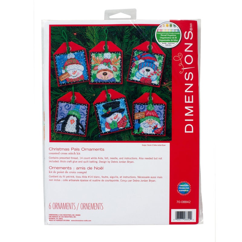 Dimensions Counted Cross Stitch Christmas Pals Ornament Kit 6 pcs