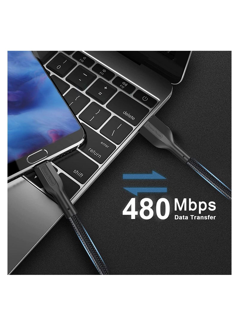 Phone Planet Type C Cable, Phone Planet USB A to USB C Cable 3A Fast Charging Braided Cord Data Cable Compatible for Xiaomi, Huawei Mobile Phone, Samsung Galaxy S8, Note 20 and More, Black 1.2M - Image 4