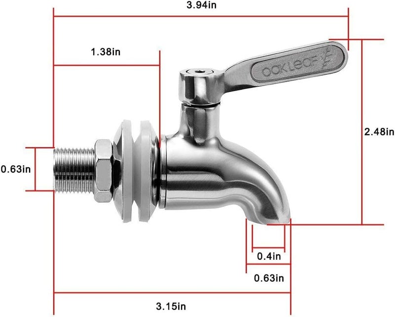 OAK LEAF Beverage Dispenser Replacement Spigot,Oak Leaf Stainless Steel Spigot Polished Finished, Dispenser Replacement Faucet - Image 3