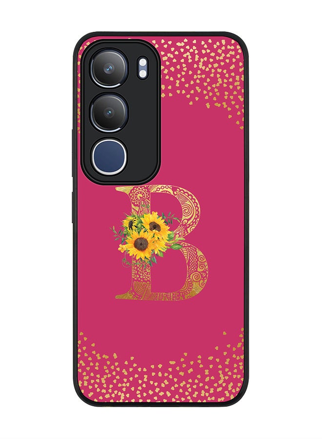 Stylizedd For vivo Y19s / Y19s Pro Case,Slim fit Camera Protection, Shockproof Thin Phone cover  - Custom Floral Monogram - B ( Deep Pink )