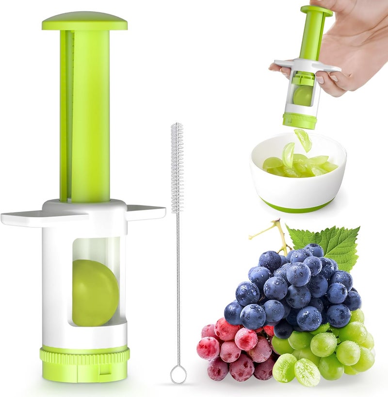 FUNIZE Grapes Cutter for Toddlers, Fruit & Veggie Cutter for Kids Grape Slicer Kitchen Tool, Perfect for Fruit Salads, Snacks, and Cake Decorations-Green Container-Green CrossBlade - Image 1