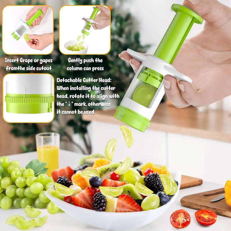 FUNIZE Grapes Cutter for Toddlers, Fruit & Veggie Cutter for Kids Grape Slicer Kitchen Tool, Perfect for Fruit Salads, Snacks, and Cake Decorations-Green Container-Green CrossBlade - Image 5