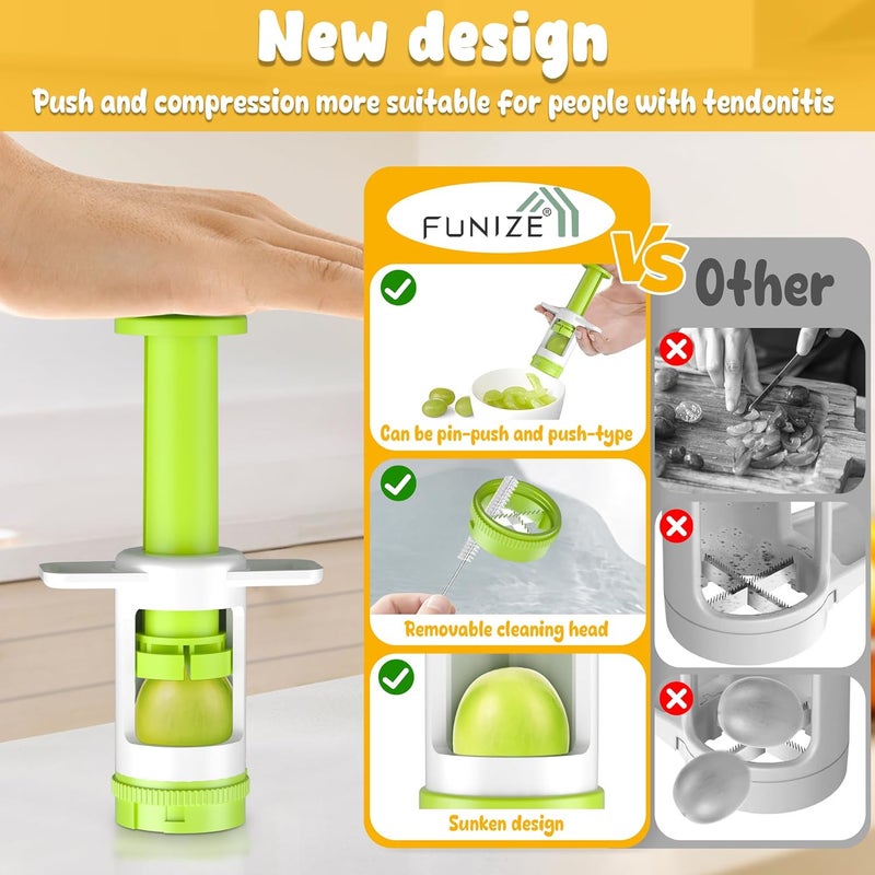 FUNIZE Grapes Cutter for Toddlers, Fruit & Veggie Cutter for Kids Grape Slicer Kitchen Tool, Perfect for Fruit Salads, Snacks, and Cake Decorations-Green Container-Green CrossBlade - Image 2
