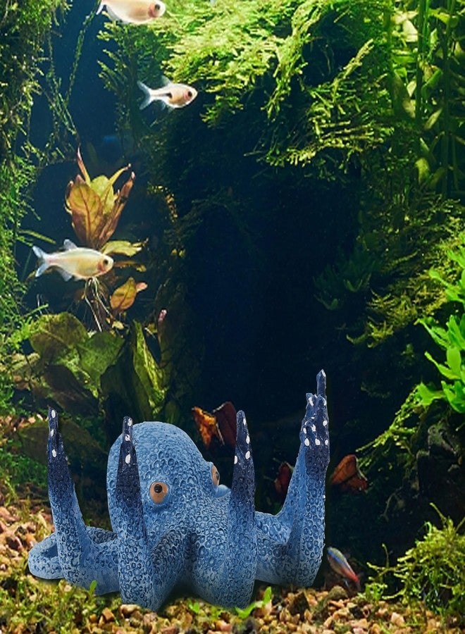 qumHmup Octopus Aquarium Ornaments Decoration, Blue Artificial Sea Life, Glowing Fingers Enhance Visual Appeal, Suitable for Various Fish Tanks - Image 1