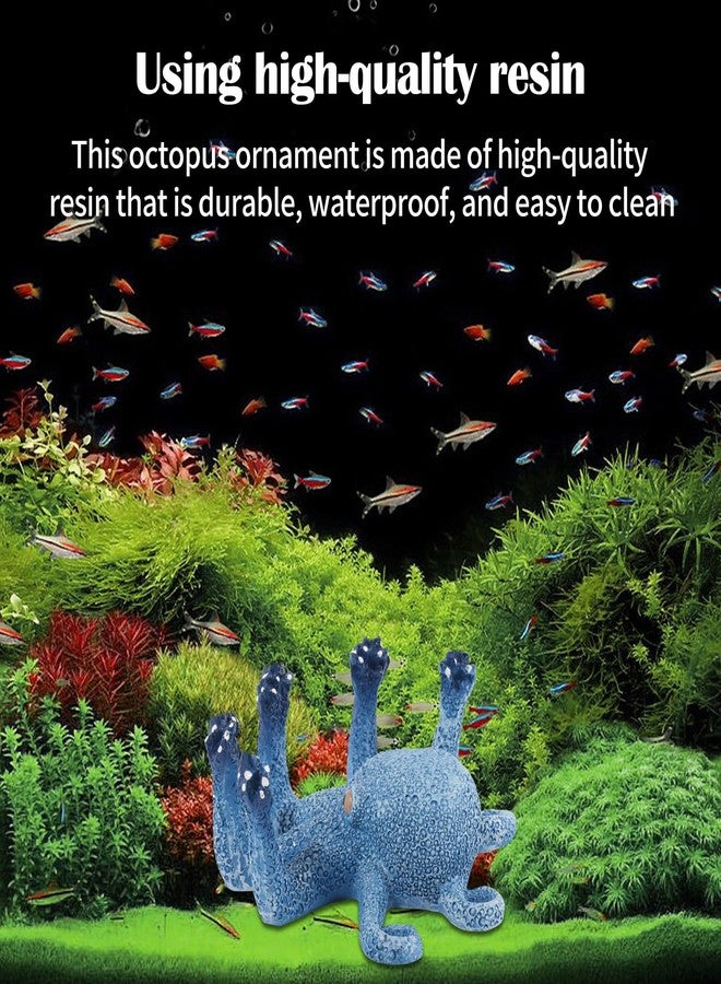 qumHmup Octopus Aquarium Ornaments Decoration, Blue Artificial Sea Life, Glowing Fingers Enhance Visual Appeal, Suitable for Various Fish Tanks - Image 4