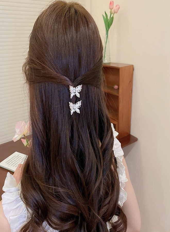 Wiwpar 4PCS Crystal Rhinestone Mini Butterfly Hair Clips Gold Silver Pearl Butterfly Hair Clips Metal Tiny Mini Claw Clamps Non-slip Cute Hair Accessories for Women Girls Little Baby Kids - Image 3