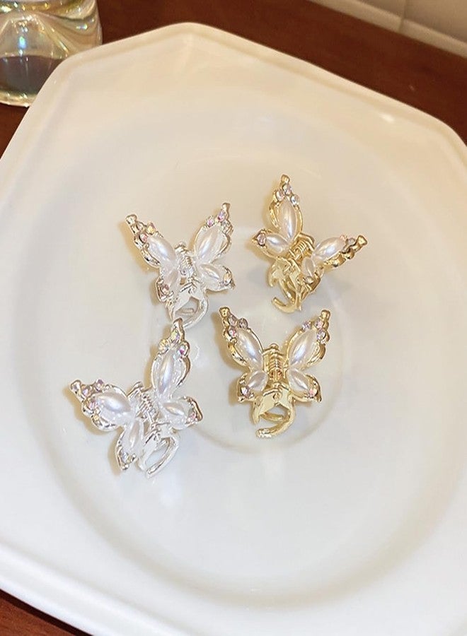 Wiwpar 4PCS Crystal Rhinestone Mini Butterfly Hair Clips Gold Silver Pearl Butterfly Hair Clips Metal Tiny Mini Claw Clamps Non-slip Cute Hair Accessories for Women Girls Little Baby Kids - Image 4