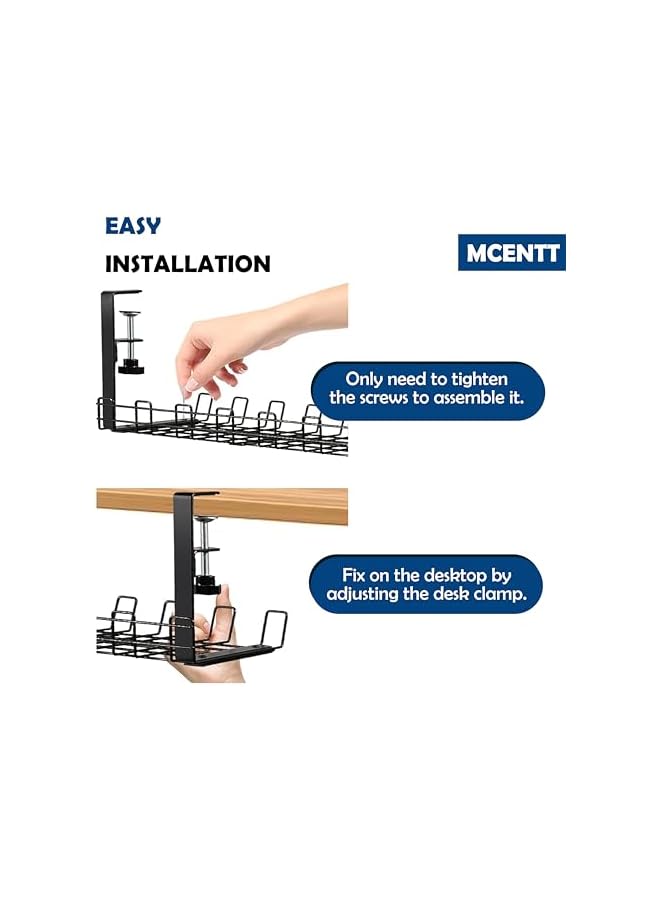 promass Cable management under desk |Adjustable Cable Organizer tray with Removable Design | Includes Cable ties and Cable Clips |No Drilling Required - Image 3