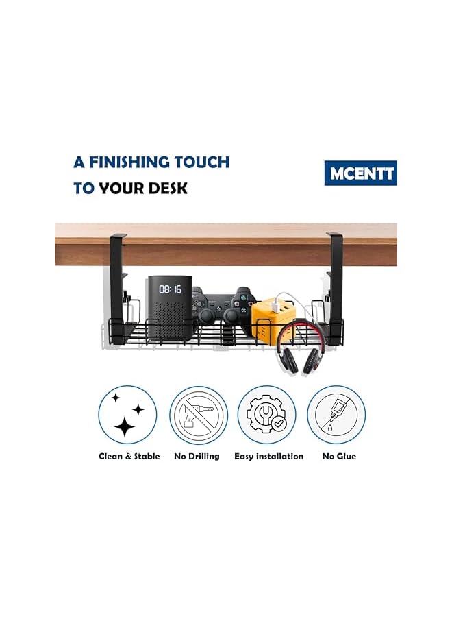 promass Cable management under desk |Adjustable Cable Organizer tray with Removable Design | Includes Cable ties and Cable Clips |No Drilling Required - Image 5