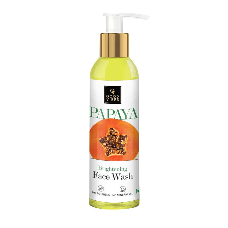 Good Vibes Papaya Brightening Face Wash 120 ml Radiant Glowing Moisturizing Brightening Anti Ageing Pore Cleansing Formula for All Skin Types Natural No Parabens Mineral Oil No Animal Testing - Image 1