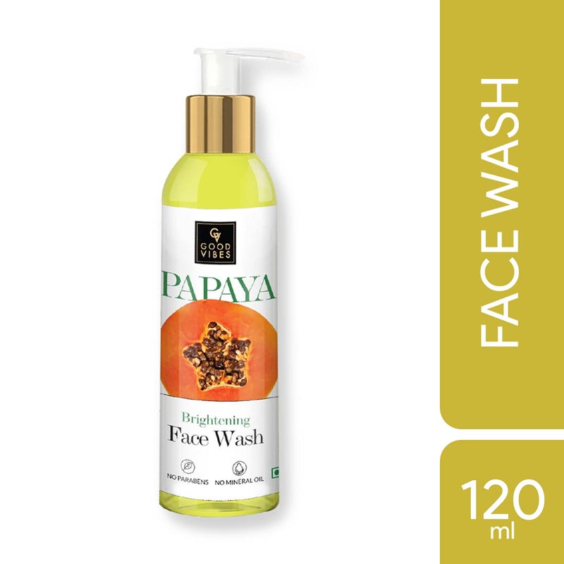 Good Vibes Papaya Brightening Face Wash 120 ml Radiant Glowing Moisturizing Brightening Anti Ageing Pore Cleansing Formula for All Skin Types Natural No Parabens Mineral Oil No Animal Testing - Image 3