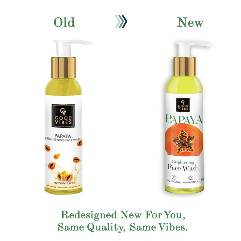 Good Vibes Papaya Brightening Face Wash 120 ml Radiant Glowing Moisturizing Brightening Anti Ageing Pore Cleansing Formula for All Skin Types Natural No Parabens Mineral Oil No Animal Testing - Image 2