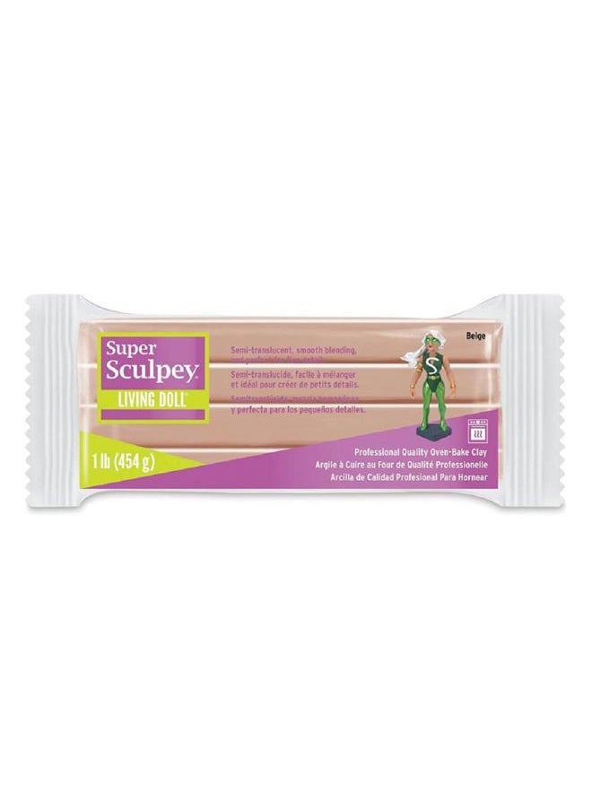 Super Sculpey Super Sculpey Living Doll Beige, Premium, Non Toxic, Soft, Sculpting Modeling Polymer, Oven Bake Clay, 1 pound bar. Great for all advanced sculptors, artists and doll makers  - Image 1
