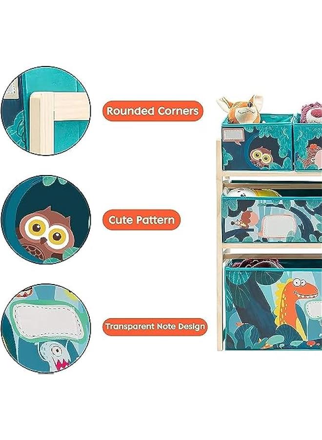 ميكسد منظم العاب للاطفال من هوكور مع صناديق تخزين، خزانة تخزين العاب خشبية صلبة من 3 طبقات لغرفة اللعب والحضانة وغرفة الاطفال الاولاد والبنات والبنات، صندوق تخزين الالعاب (اخضر) - Image 5