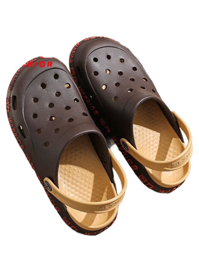 Pull Back Warrior Couples' Breathable Hole Shoes, Four Seasons Indoor And Outdoor Casual Travel Dual-Use Beach Shoes, Lightweight, Breathable, Comfortable, Wear-Resistant, Cool Slippers Men'S Hl0119 Brown Size - Image 3