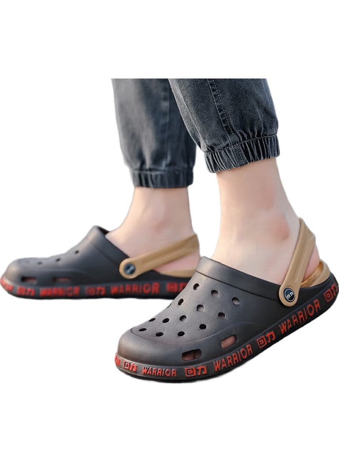 Pull Back Warrior Couples' Breathable Hole Shoes, Four Seasons Indoor And Outdoor Casual Travel Dual-Use Beach Shoes, Lightweight, Breathable, Comfortable, Wear-Resistant, Cool Slippers Men'S Hl0119 Brown Size - Image 2