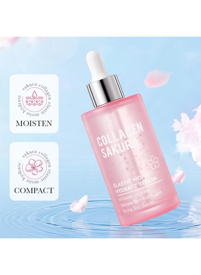SADOER Collagen Sakura Elastic Moist Hydrate Serum, Sakura Facial Serum for Anti-Wrinkle, Anti-Ageing, Moisture Refreshing Sakura Essence, Brighten Skin Tone, Rejuvenate Skin Balance 100 ml - Image 4