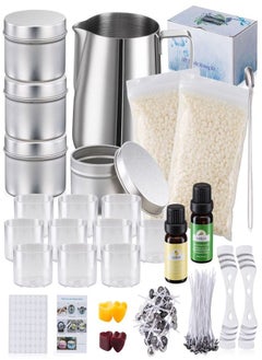 fashionhome 152 Pieces DIY Candle Making Kit Supplies, Candle Craft Tools Includes Candle Make Pouring Pot, Candle Wicks, Wicks Sticker, Candle Wicks Holder, Beeswax, Candles tins, 2 Color Dye and Spoon  - Image 3