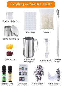 fashionhome 152 Pieces DIY Candle Making Kit Supplies, Candle Craft Tools Includes Candle Make Pouring Pot, Candle Wicks, Wicks Sticker, Candle Wicks Holder, Beeswax, Candles tins, 2 Color Dye and Spoon  - Image 2