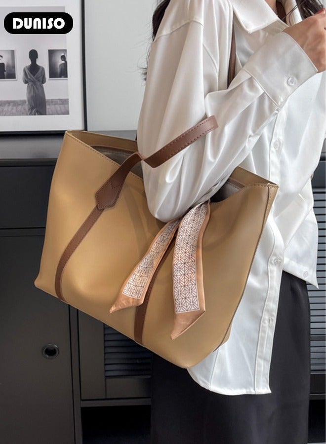 DUNISO Women's Shoulder Tote Bag Faux Leather Handbag For Women Large Capacity Bucket Bag Fashionable Travel Messenger Shoulder Bag For Ladies Girls College Students - Image 5