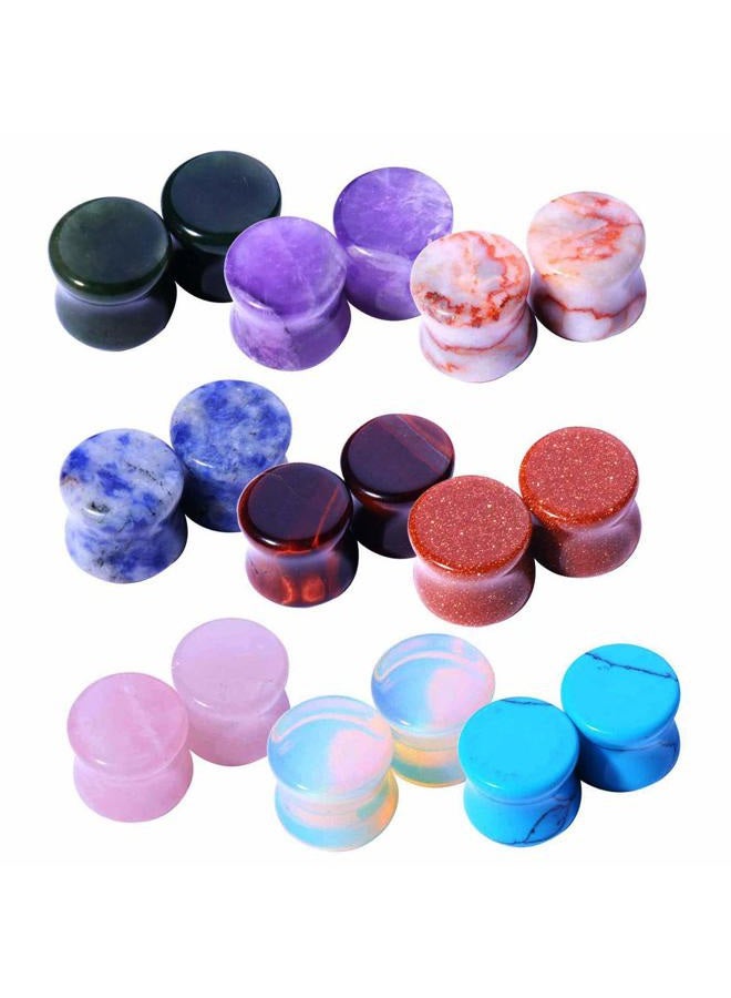 BodyJ4You 18PC Stone Plugs Ear Stretching Kit - Gauges 11mm (7/16") - Saddle Double Flared Tunnels Expander Stretchers Earrings - Men Women Unisex Body Piercing Jewelry - Image 1