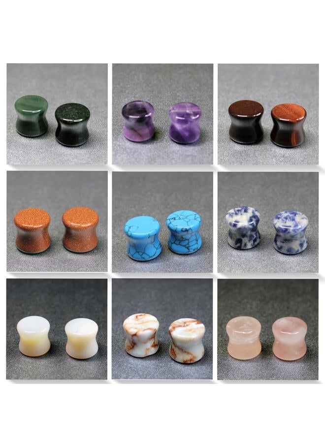 BodyJ4You 18PC Stone Plugs Ear Stretching Kit - Gauges 11mm (7/16") - Saddle Double Flared Tunnels Expander Stretchers Earrings - Men Women Unisex Body Piercing Jewelry - Image 2