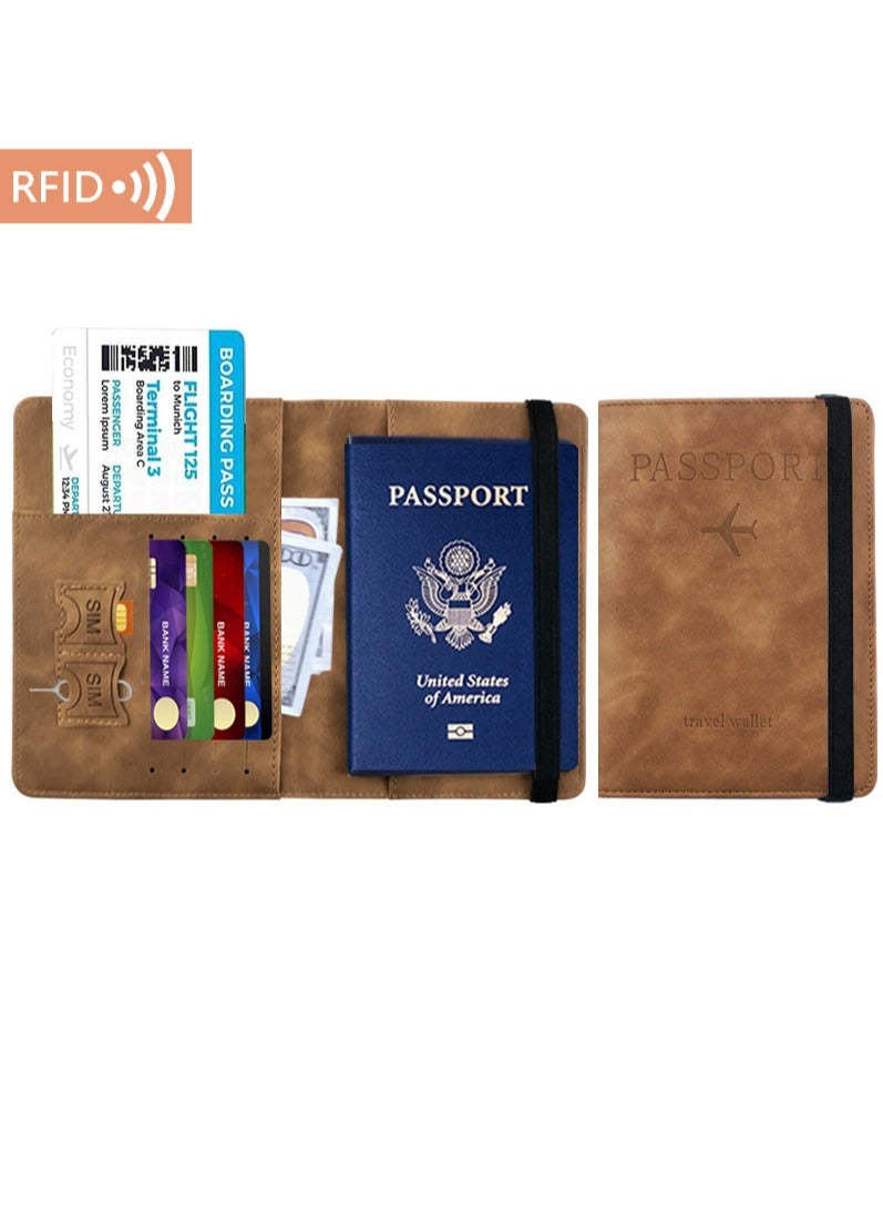 Leather Passport Covers,Travel Wallet,Passport Holder (Brown) - Image 1
