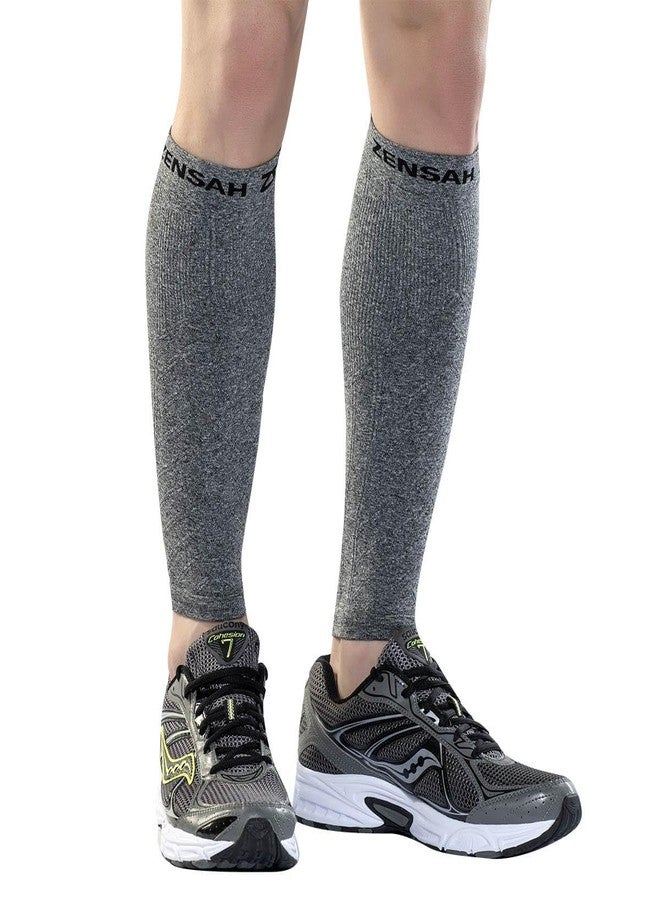 Zensah Running Leg Compression Sleeves - Shin Splint, Calf Compression Sleeve Men and Women (Heather Grey, Small/Medium) - Image 1